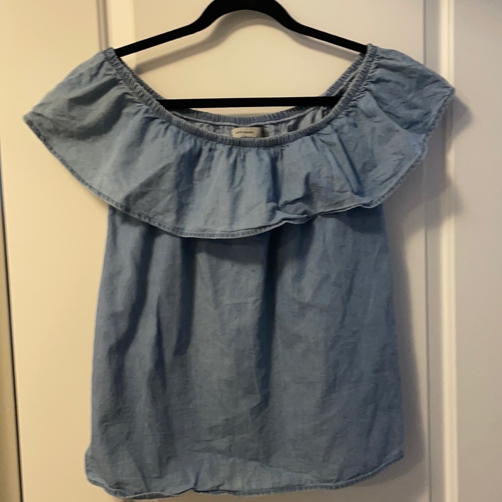 Vera Wang Jean shirt with ruffle